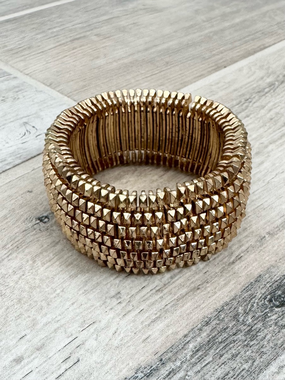 Wide Chunky Gold Stretch Bracelet